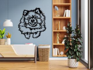 Pomeranian dřevěná dekorace na zeď Typ: Pomeranian 1, Dekor: Černá, Rozměr (cm): 16 x 14