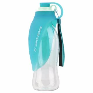 Portable cestovní láhev pro psa se silikonovou miskou 580 ml Barva: Modrá