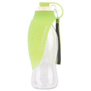 Portable cestovní láhev pro psa se silikonovou miskou 580 ml Barva: Zelená