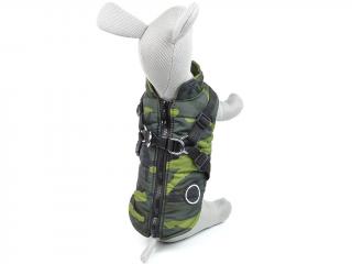 Soldier maskáčová bunda pro psa na ZIP Barva: Zelená, Délka zad (cm): 25, Obvod hrudníku: 28 - 35 cm