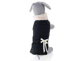 Stejsi černá bunda pro psa s kožíškem Délka zad (cm): 19, Obvod hrudníku: 24 - 28 cm