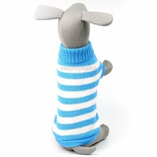 Strip svetr pro psa s proužky Barva: Modrá, Délka zad (cm): 17, Obvod hrudníku: 24 - 32 cm