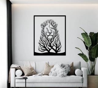 Strom života lev dekorace na zeď Dekor: Černá, Rozměr (cm): 38 x 30