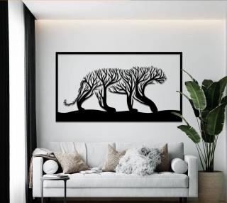 Strom života puma dekorace na zeď Dekor: Černá, Rozměr (cm): 38 x 20