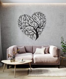 Strom života srdce dekorace na zeď Dekor: Černá, Rozměr (cm): 38 x 37