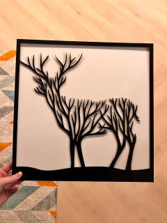 Strom života srnec dekorace na zeď Dekor: Černá, Rozměr (cm): 38 x 38