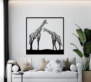 Strom života žirafa dekorace na zeď Dekor: Černá, Rozměr (cm): 38 x 36