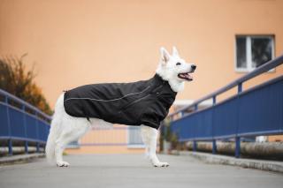 Tais bunda pro psa na zip s reflexními prvky Barva: Černá, Délka zad (cm): 45, Obvod hrudníku: 62 - 66 cm