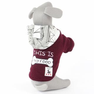 Tara vínová mikina pro psa s kapucí Barva: Vínová, Délka zad (cm): 20, Obvod hrudníku: 32 - 38 cm