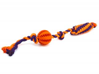Tula přetahovadlo s dentálním míčkem pro psa Barva: Oranžová, Délka: 5 cm