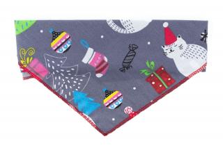 Vánoční šedý šátek pro psa Obvod krku: 20 - 50 cm