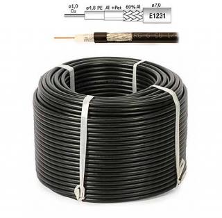 Koaxiální kabel RG6 Cu PE (75 ohm) - 100 m černý (Koaxiální kabel RG6 Cu PE (75 ohm) - 100 m černý)