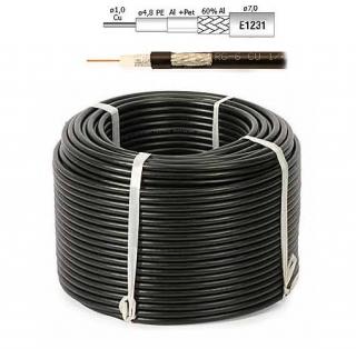 Koaxiální kabel RG6 Cu PE (75 ohm) (Koaxiální kabel RG6 Cu PE (75 ohm) - 100 m černý)