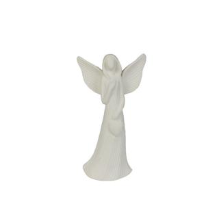 Dekorace anděl bílý keramický 14 cm