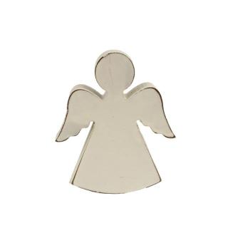 Dekorační anděl dřevěný bílý s patinou 8 cm