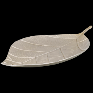 Hliníkový podnos ve tvaru listu zlatý 44 cm