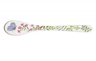 Porcelánová lžička bílá s květy Meadow 13 cm (ISABELLE ROSE)