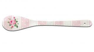 Porcelánová lžička bílá s květy růží Bella Stripes 13 cm (ISABELLE ROSE)