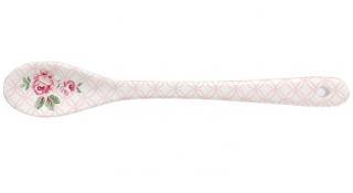 Porcelánová lžička bílá s květy růží Lucy 13 cm (ISABELLE ROSE)