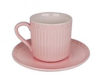 Porcelánový šálek s podšálkem v pastelově růžové barvě (ISABELLE ROSE)