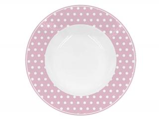 Porcelánový talíř polévkový s puntíky růžový 22 cm (ISABELLE ROSE)
