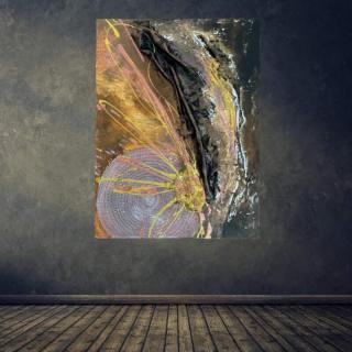 Ručně malovaný plastický obraz abstrakt 80x60 cm