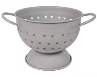 Šedý cedník se srdíčky 21 cm (Isabelle Rose)