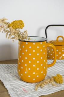 Smaltovaný džbán s puntíky hořčicový 2500 ml  (ISABELLE ROSE)