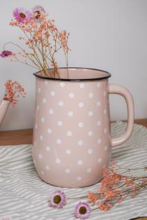 Smaltovaný džbán s puntíky růžový 2500 ml  (ISABELLE ROSE)