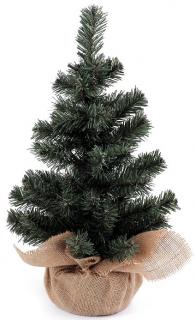 Vánoční stromek umělý zelený v jutě 48 cm