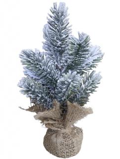 Vánoční stromek zasněžený umělý zelený v jutě 20 cm (Chic Antique)