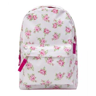 Vintage batoh bílý s květy růží 33 x 23 x 13 cm (ISABELLE ROSE)