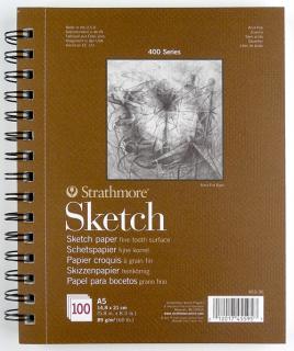 400 Sketch skicák - kroužková vazba (89 g/m2, 100 listů) rozměr: 01. A5