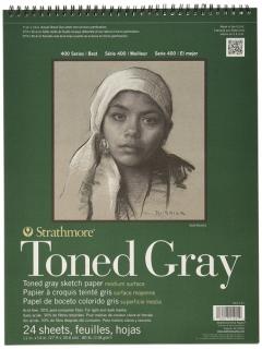 400 Toned Gray skicák - kroužková vazba (118 g/m2, 24 listů) rozměr: 28 x 35,6 cm