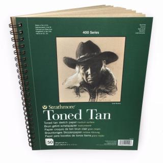 400 Toned Tan skicák- kroužk vazba 22,9 x 30,5cm (118 g/m2, 50 listů)