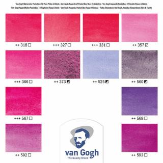 Akvarelová plastová sada Van Gogh pánvičky- různé počet ks: 12 ks Pinks+Violets
