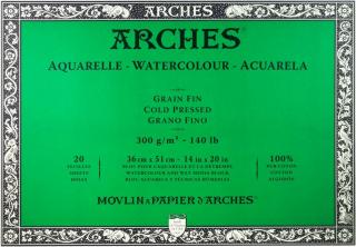 Arches blok lepený na 4 stranách- za studena lis. 20l   300g rozměr: 36x51 cm