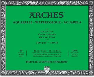 Arches blok lepený na 4 stranách- za studena lis. 20l   300g rozměr: 41x51 cm