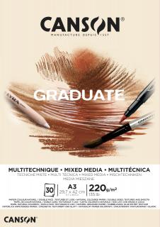 Graduate Mixed Media skicák lepený 30 listů, 200 gramů Natur rozměr: A3