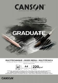 Graduate Mixed Media skicák lepený 30 listů, 220 gramů Grey rozměr: A4