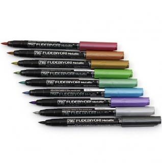 Kuretake Zig Fudebiyori Metallic Brush Pens, Sada 8ks