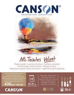Mi-Teintes VELVET skicák lepený 32x41cm 12listů  430g odstín: brown