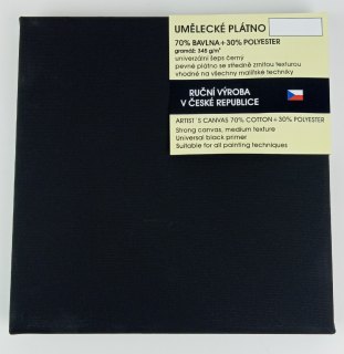 Plátno napnuté bavlna x polyester -  černé rozměr: 20 x 20 cm