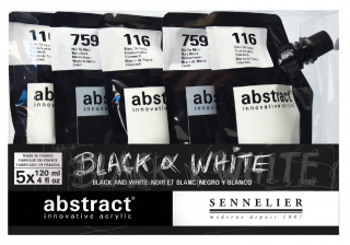 Sada Akryl Abstract 5x120 ml (3x bílá, 2x černá)