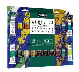Sada akrylových barev Studio acrylic - Pebeo počet ks: 20x20 ml + štětec