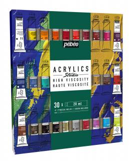 Sada akrylových barev Studio acrylic - Pebeo počet ks: 30x20 ml + štětec