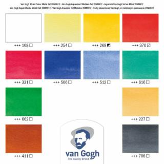 Sada akvarelových barev Van Gogh v plechové krabičce+ přísluš. počet ks: 12 ks