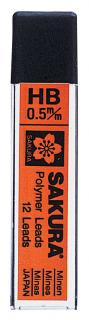 Tuhy do mechanické tužky Sakura  12 ks HB průměr: 0,5 mm