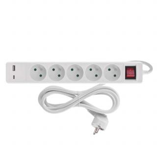 Prodlužovák 3 m 5 zásuvek s vypínačem + 1xUSB-A a 1xUSB-C