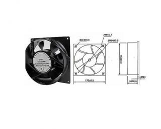 Ventilátor přístrojový 230V/170x170 x51 mm 2200 ot/min